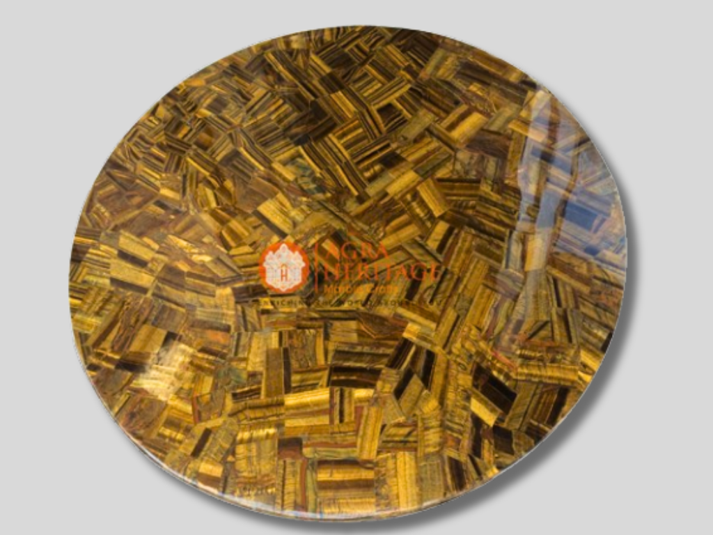 Marble Tiger Eye Random Coffee Table Top Pietra Dura Art